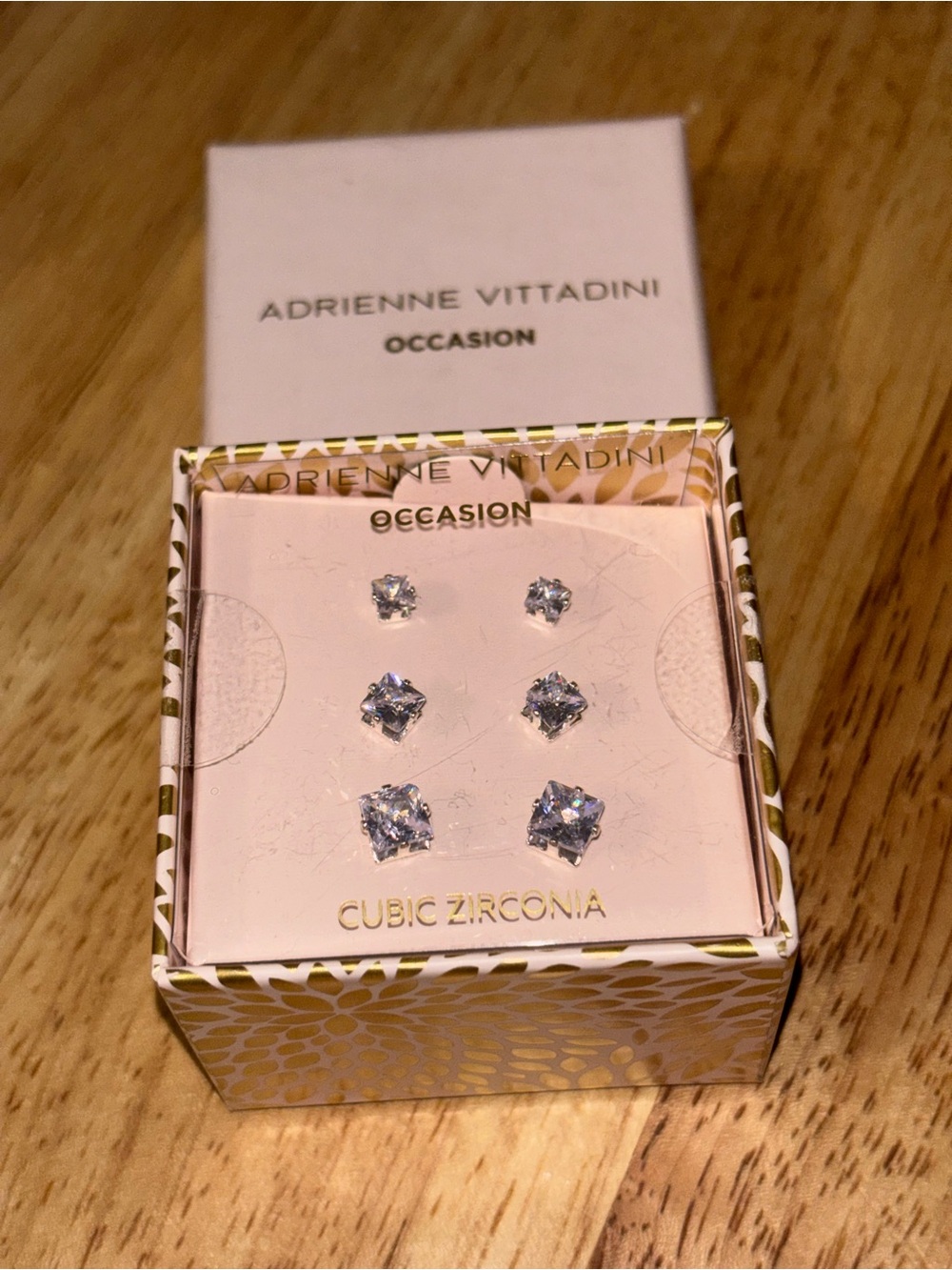 Adrienne Vittadini Pink and Silver Cubic Zirconia Stud Earring Set - Picture 2 of 3
